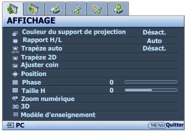 BENQ MW705,  MX704 - Utilisation des menus - 3