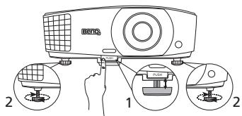 BENQ MW705,  MX704 - Ajustement de l'angle de projection - 1