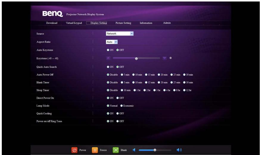 BENQ MX613ST,  MX618ST,  MX660P - Contrôler le projecteur à distance via un navigateur Web - 5