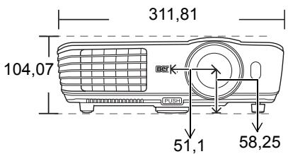 BENQ MX613ST,  MX618ST,  MX660P - Dimensions - 2