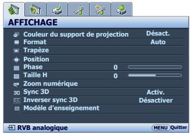 BENQ MX613ST,  MX618ST,  MX660P - Utilisation des menus - 2