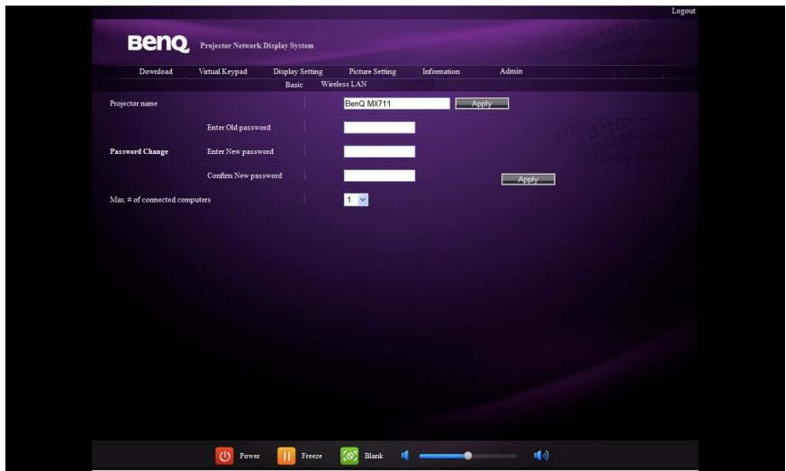 BENQ MX613ST,  MX618ST,  MX660P - Contrôler le projecteur à distance via un navigateur Web - 9