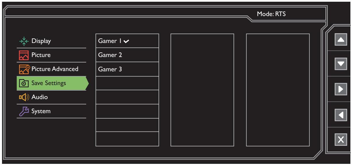 BENQ RL2240H,  RL2450HT - Menu Enregistrrer paramètres - 1