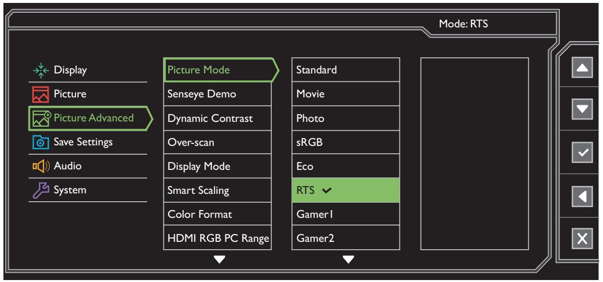 BENQ RL2240H,  RL2450HT - Menu Image Avancée - 1