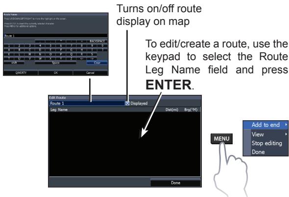 LOWRANCE ELITE 7 HDI - Edit and New Route menus - 1