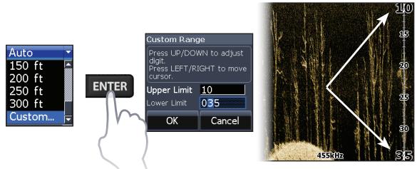 LOWRANCE ELITE 7 HDI - Custom Range — Upper and Lower Limits - 1