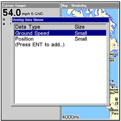LOWRANCE GLOBALMAP 5300C - To change Overlay data size: - 1