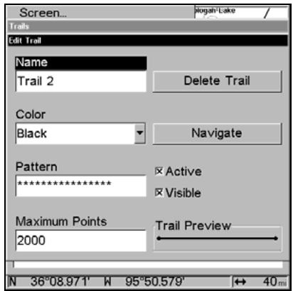 LOWRANCE GLOBALMAP 5300C - To delete a Trail: - 1