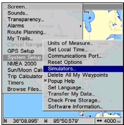 LOWRANCE GLOBALMAP 5300C - To turn on the GPS Simulator: - 1