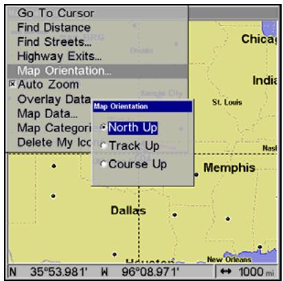 LOWRANCE GLOBALMAP 5300C - To change map orientation: - 1
