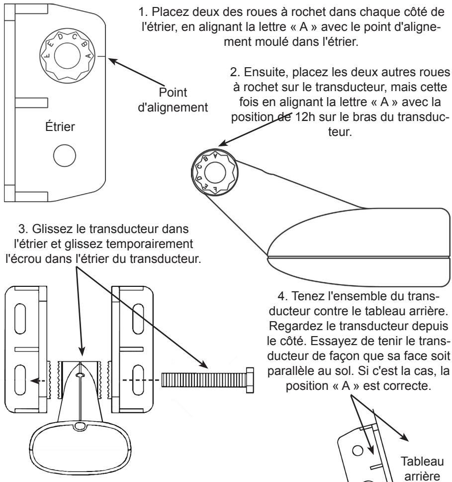 LOWRANCE HDS - Alignement des roues à rochet sur l'étrier en deux pieces : - 2