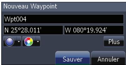 LOWRANCE HDS-5 - Créer un point d'étape à la position du curseur dans la page Chart (Carte): - 1