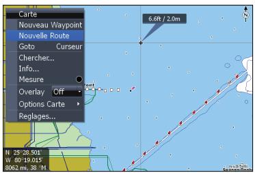 LOWRANCE HDS-5 - Créer une route à partir de la page Chart (Carte) : - 1