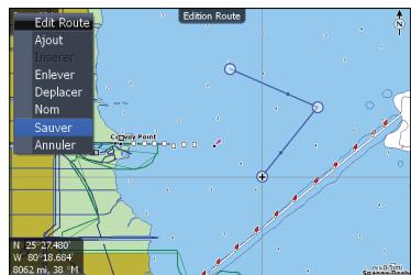 LOWRANCE HDS-5 - Créer une route à partir de la page Chart (Carte) : - 2