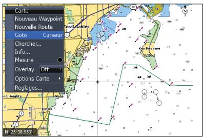 LOWRANCE HDS-5 - Naviguer vers un point d'intérêt de la page Carte : - 1
