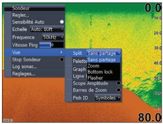 LOWRANCE HDS-5 - Pour visualiser et contrôle deux fréquences simultanément : - 1