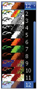 LOWRANCE HDS-5 - Pour selectionner une Palette de page Sonar : - 1