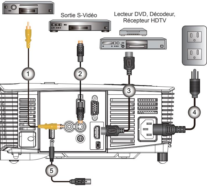 OPTOMA DS344 - Connexion aux sources vidéo - 1