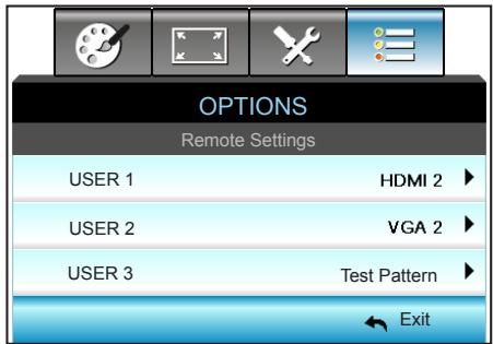 OPTOMA GT5000 - OPTIONS | Remote Settings - 1