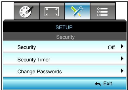 OPTOMA GT5000 - SETUP | Security - 1
