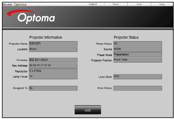 OPTOMA GT5000 - Information Page - 1