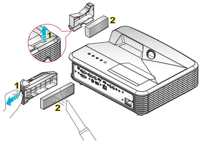 OPTOMA GT5000 - Installing and Cleaning the Dust Filter - 1