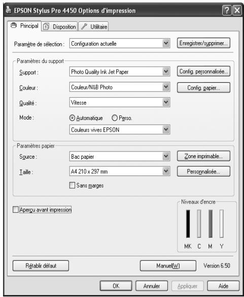 EPSON STYLUS PRO 4450, STYLUS PRO 4880 - À partir d'applications Windows - 4