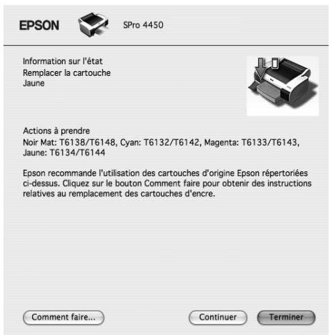 EPSON STYLUS PRO 4450, STYLUS PRO 4880 - Affichage des informations dans EPSON StatusMonitor - 2