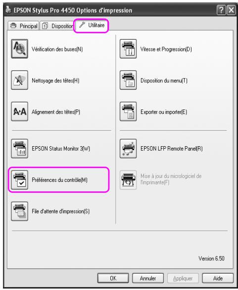 EPSON STYLUS PRO 4450, STYLUS PRO 4880 - Accès aux Préférences du contrôle - 1