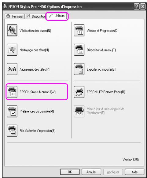 EPSON STYLUS PRO 4450, STYLUS PRO 4880 - Accès à EPSON Status Monitor 3 - 1