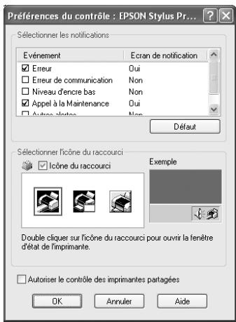 EPSON STYLUS PRO 4450, STYLUS PRO 4880 - Affichage des informations dans Preférences du contrôle - 1