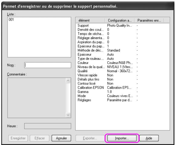 EPSON STYLUS PRO 4450, STYLUS PRO 4880 - Importation des réglages - 1