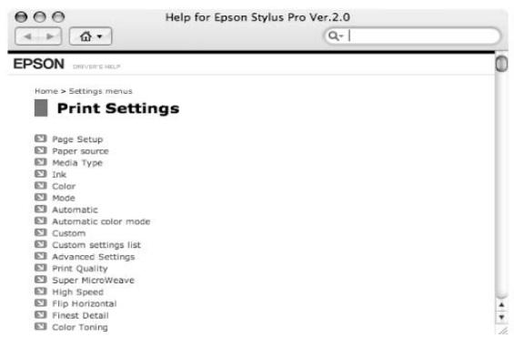 EPSON STYLUS PRO 4450, STYLUS PRO 4880 - S'informer grâce à l'aide en ligne - 3