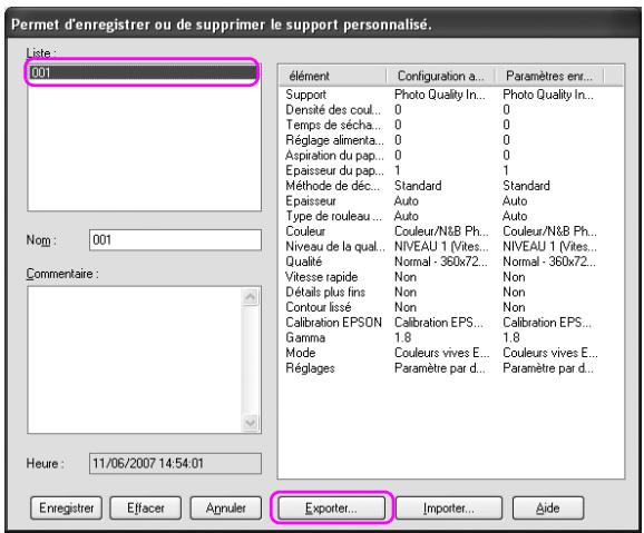 EPSON STYLUS PRO 4450, STYLUS PRO 4880 - Exportation des réglages - 1