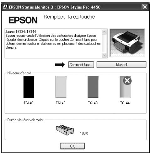 EPSON STYLUS PRO 4450, STYLUS PRO 4880 - Visualisation des informations dans EPSON Status Monitor 3 - 1