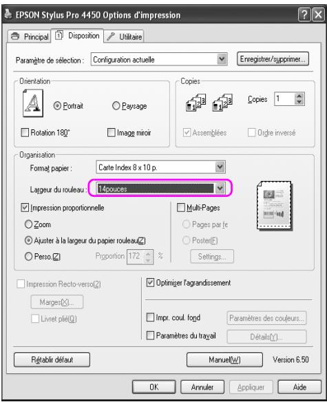 EPSON STYLUS PRO 4450, STYLUS PRO 4880 - Ajuster à la largeur du papier rouleau (Windows uniquely) - 3