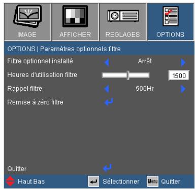 OPTOMA W290 - Options | paramètres optionnels filtrés - 1