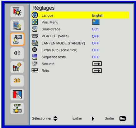 OPTOMA W307USTI - Réglages - 1