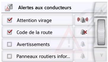 BECKER TRANSIT 50 - Réglage des Alertes aux conducteurs - 1