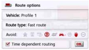 BECKER TRUCK - The Route options button - 2