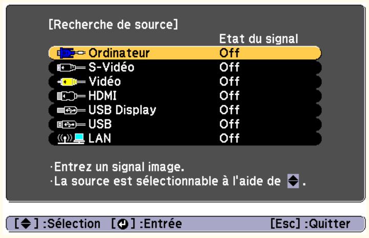 EPSON TW490 - Détection automatique des signaux d'entrée et modification de l'image projetée (Recherche de source) - 5