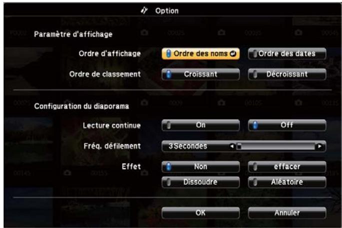 EPSON TW490 - Paramètres d'affichage des fichiers image et paramètres de fonctionnement du Diaporama - 3