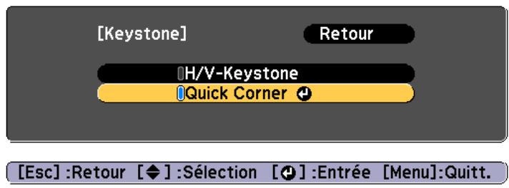 EPSON TW490 - Choisissez Quick Corner, puis appuyez sur le bouton []. - 1