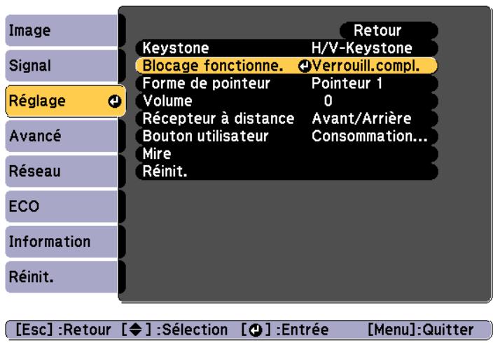EPSON TW490 - Verrouillage des touches de fonctionnement (Blocage fonctionne.) - 3