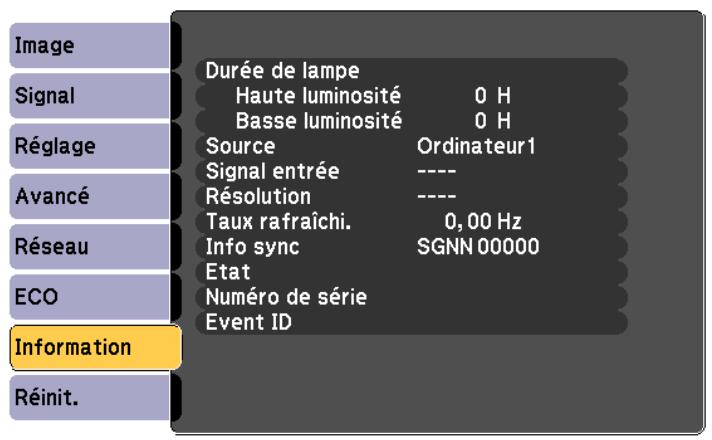 EPSON TW490 - Menu Information (Affichage uniquement) - 1