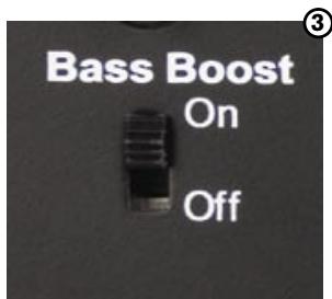 M-AUDIO STUDIOPHILE AV 30,  STUDIOPHILE AV 40 - Réglage du commutateur d'égalisation "Bass Boost" ③ - 3