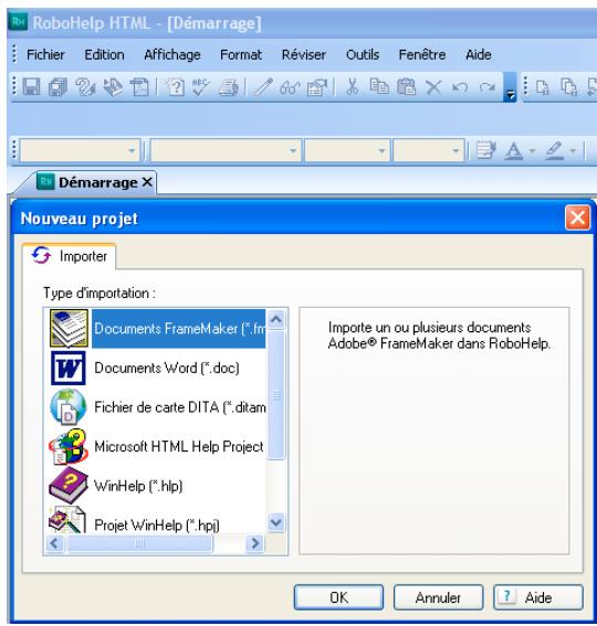 ADOBE TECHNICAL COMMUNICATION SUITE 3 - Création d'un projet RoboHelp par liaison ou importation de livres ou documents FrameMaker - 1