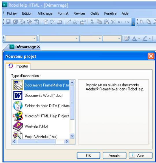 ADOBE TECHNICAL COMMUNICATION SUITE 4 - Création d'un projet RoboHelp par liaison ou importation de livres ou documents FrameMaker - 1