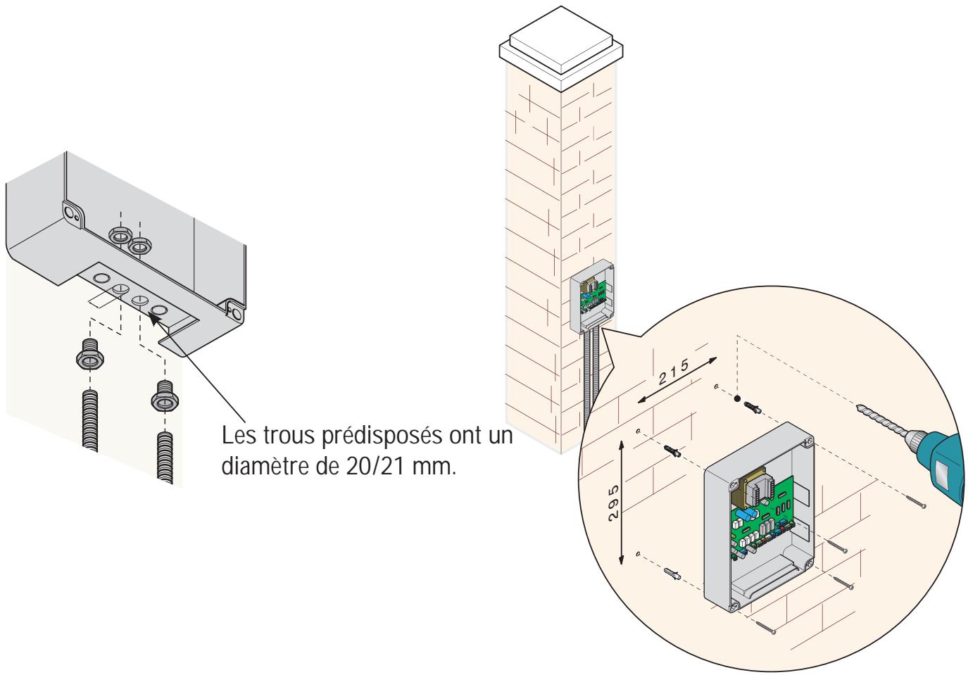 CAME ZL80 - Dimensions, Distances et trous de fixation - 5