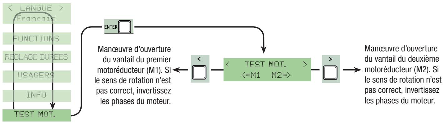 CAME ZLJ24 - Menu test moteurs - 1